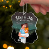 Man Holding Woman Kissing Gift For Him For Her Personalized Acrylic Ornament