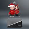 Christmas Doll Couple Sitting Hugging Personalized Acrylic Ornament
