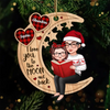 Grandma &amp; Grandkid Telling Stories Christmas Gift For Granddaughter Grandson Personalized Wooden Ornament