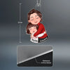 Christmas New Face Grandma &amp; Grandkid Hugging Eyes Closed Personalized Acrylic Ornament
