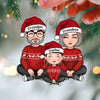 Cute Grandma Grandpa &amp; Grandkid Sitting Crossed Legs Christmas Gift Personalized Acrylic Ornament