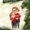 Cartoon Grandma &amp; Grandkid Hugging Christmas Gift For Granddaughter Grandson Personalized Acrylic Ornament