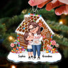 Cartoon Grandma &amp; Grandkids Hugging Gingerbread House Personalized Acrylic Ornament