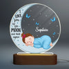 Baby Sleeping On Moon Personalized Circle LED Night Light