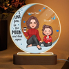 Cute Grandma Grandkids On Moon Personalized Circle Acrylic Plaque LED Night Light