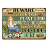 Beware A Crazy Plant Lady &amp; Her Spoiled Rotten Dogs Live Here Gardening - Garden Sign For Dog Lovers - Personalized Custom Classic Metal Signs