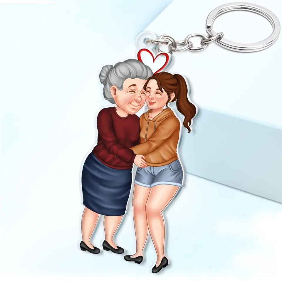 Arm In Arm Hugging - Loving Gift For Mom, Mother, Nana, Grandma - Personalized Cutout Acrylic Keychain