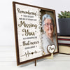 Custom Photo Missing You Is A Heartache - Memorial Personalized Custom 2-Layered Wooden Plaque With Stand - House Warming Gift, Sympathy Gift For Family Members