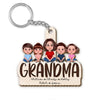 Grandma Grandkids Sitting On Text Personalized Acrylic Keychain