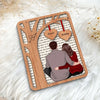 Back View Couple Sitting Under Tree Letters Background Personalized 2-Layer Wooden Plaque