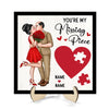 Elegant Couple Kissing Missing Piece Red Heart Valentine‘s Day Gift For Her Gift For Him Personalized 2-Layer Wooden Plaque