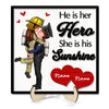 Her Hero His Sunshine Couple Valentine‘s Day Gifts by Occupation Gift For Her Gift For Him Firefighter, Nurse, Police Officer Personalized 2-Layer Wooden Plaque