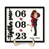 Doll Couple Hugging Kissing Anniversary Date Gift For Him Gift For Her Personalized 2-Layer Wooden Plaque
