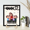 Grandma &amp; Grandkids Hugging Gift For Grandma Mom Personalized 2-Layer Wooden Plaque