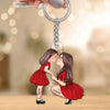 Mom And Kid Holding Hands Kissing Personalized Acrylic Keychain
