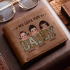 Daddy Grandpa We Love You World Map Pattern Personalized Printed Leather Wallet