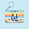 Family Sitting Back View Retro Vintage Beach Landscape Acrylic Keychain, Father&#39;s Day Gift For Dad, For Grandpa