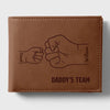 Daddy‘s Team Fist Bump Outline Personalized Printed Leather Wallet