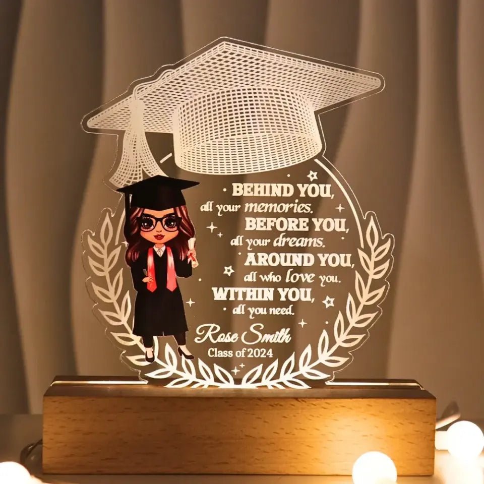 Doll Senior Behind You All Your Memories Graduation Gift Personalized Custom Shape Warm LED Night Light