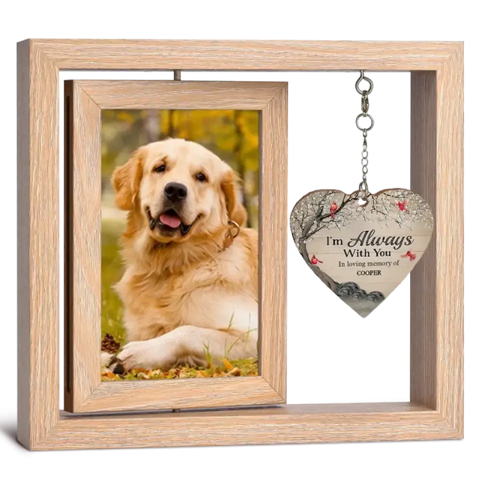 It's Hard To Say Goodbye To You - Memorial Personalized Custom Rotating Wooden Picture Frame - Sympathy Gift For Pet Owners, Pet Lovers