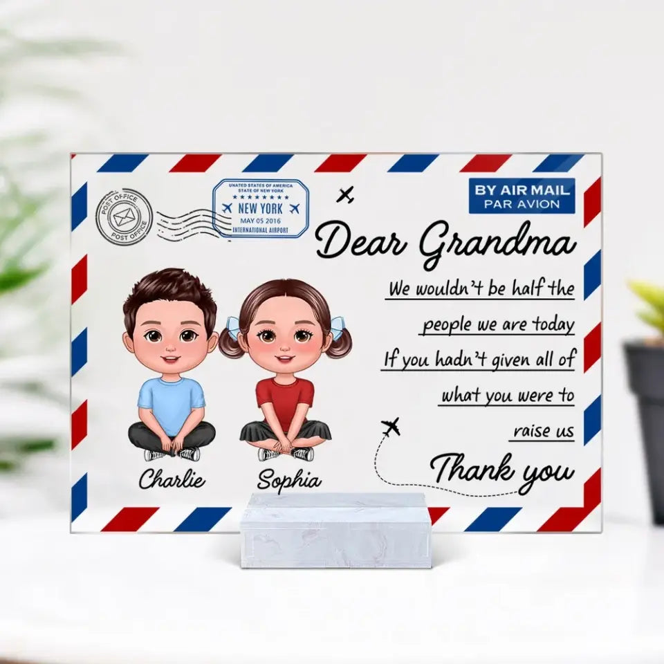 Dear Mom Grandma Doll Kids Envelope Personalized Acrylic Plaque