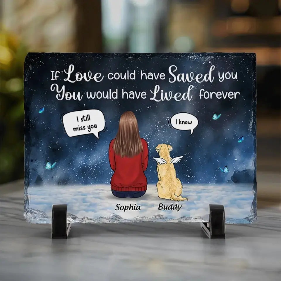 They Left Paw Prints On My Heart - Memorial Personalized Custom Rectangle Shaped Stone With Stand - Sympathy Gift For Pet Owners, Pet Lovers
