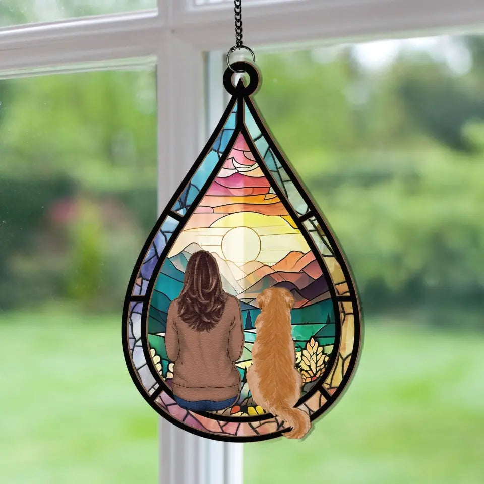 Teardrop Pet Memorial Gift - Personalized Window Hanging Suncatcher Ornament