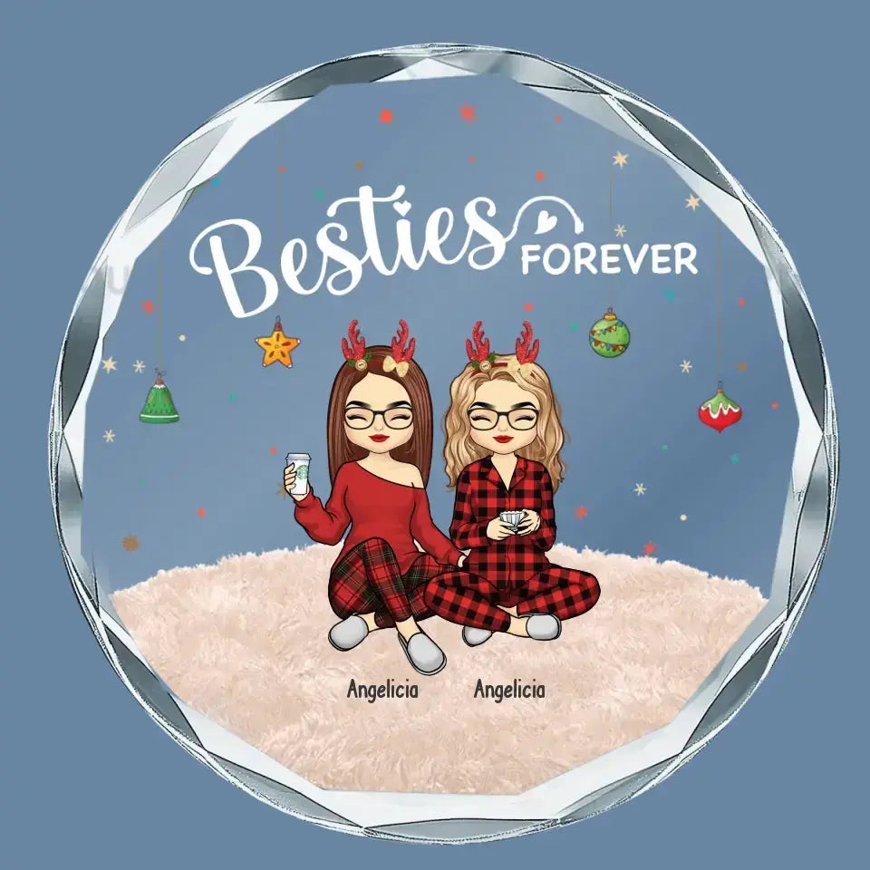 Beautiful Keepsake For Lifelong Friends - Bestie Personalized Custom Circle Glass Ornament - Christmas Gift For Best Friends, BFF, Sisters