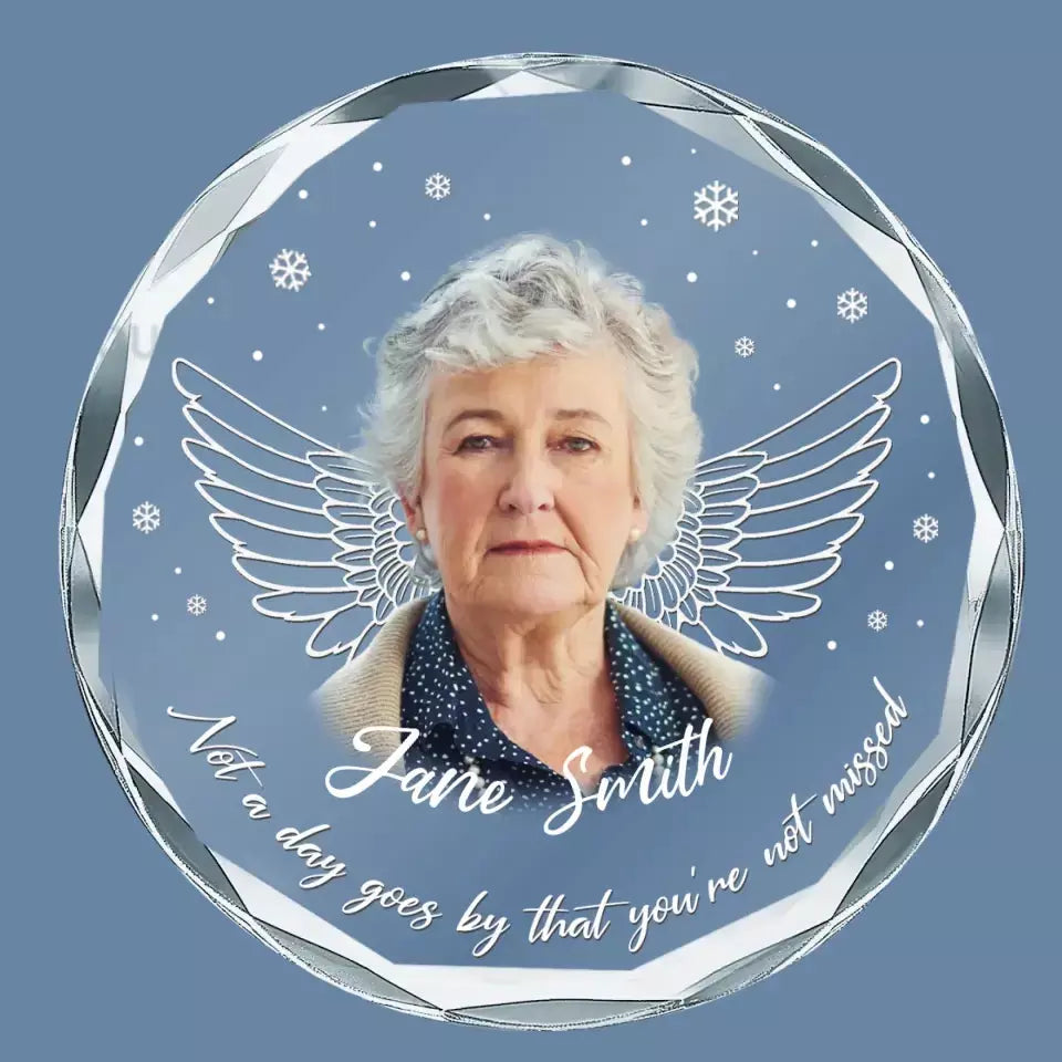 Custom Photo In Loving Memory - Memorial Personalized Custom Circle Glass Ornament - Sympathy Gift For Family Members