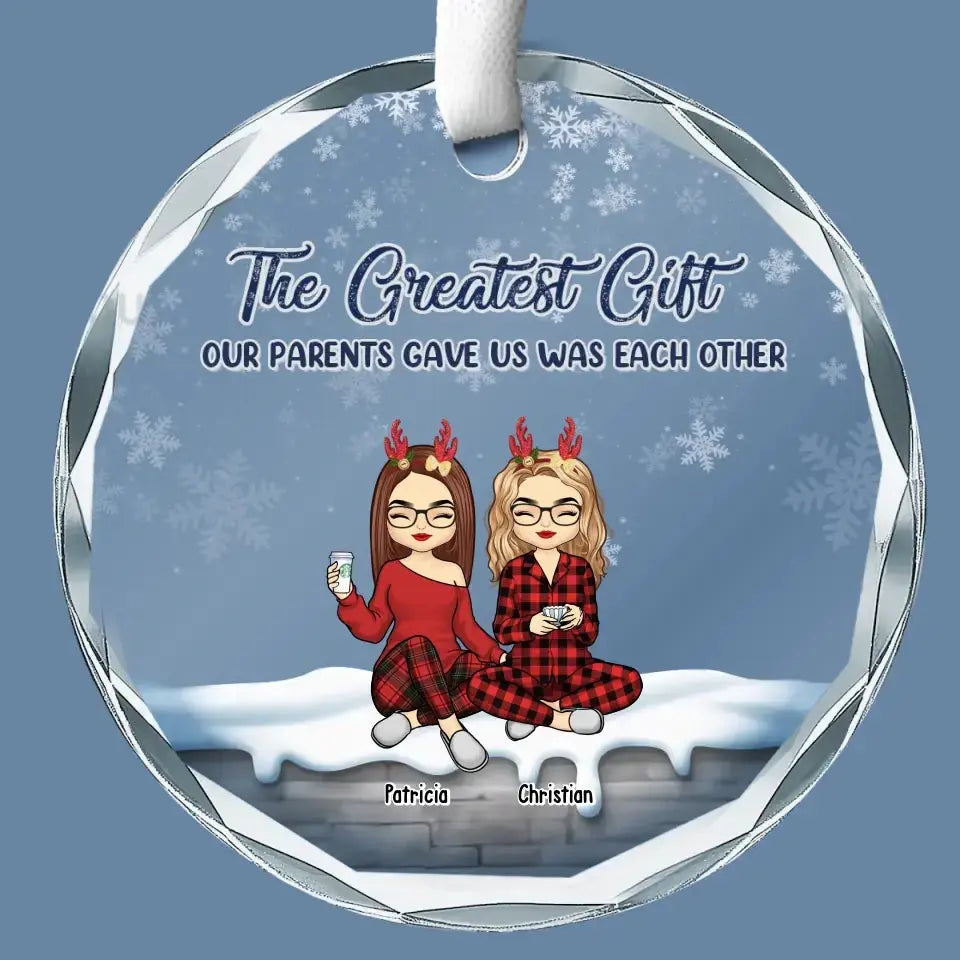 The Greatest Gift Our Parents Gave Us - Family Personalized Custom Circle Glass Ornament - Christmas Gift For Family Members