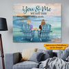 You&amp;Me,We Got This - Personalized Back View Couple Sitting Beach Landscape Canvas,Gift For Couple