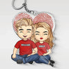 I&#39;m Thankful To Have You In My Life - Couple Personalized Custom Heart Shaped Acrylic Keychain - Gift For Husband Wife, Anniversary