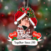 Together Since - Doll Couple Kissing Christmas Personalized Wooden Ornament