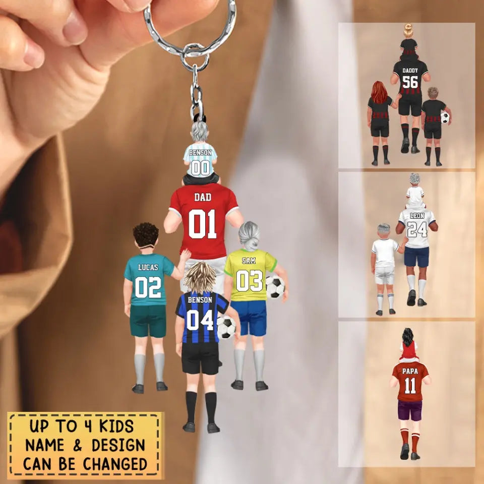 Personalized American Football Dad & Kids Acrylic Keychain